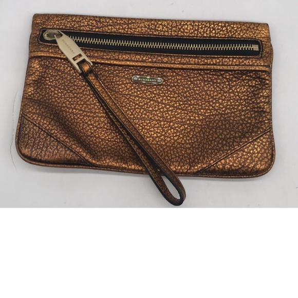 Burberry copper crackled leather wristlet purse - Picture 1 of 9